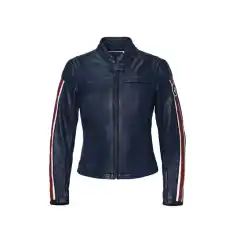 En stilren og klassisk motorsykkeljakke i ekte skinn, oppdatert med moderne sikkerhet og komfort.