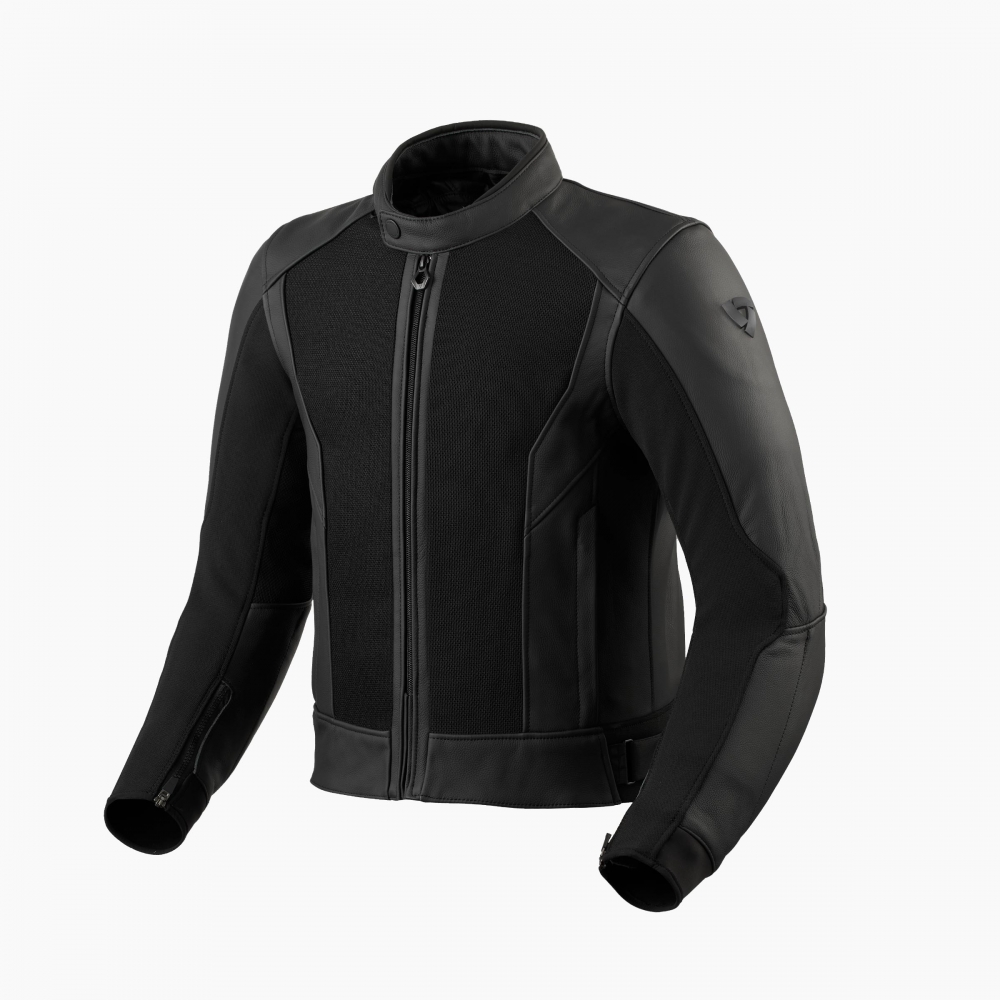 Waterproof leather and mesh jacket for three-season riding. AA-Rated